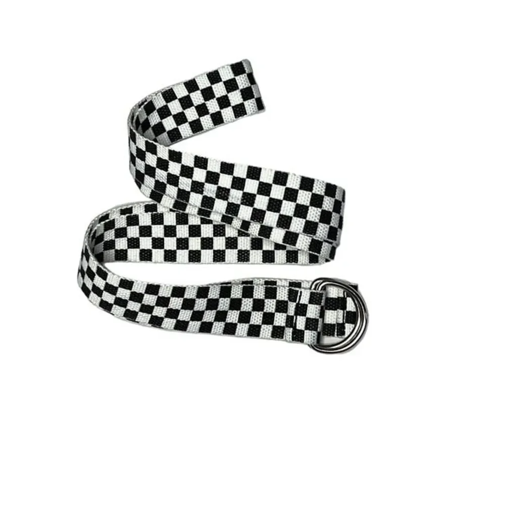 Checkered Canvas Belt, black & white 2XL